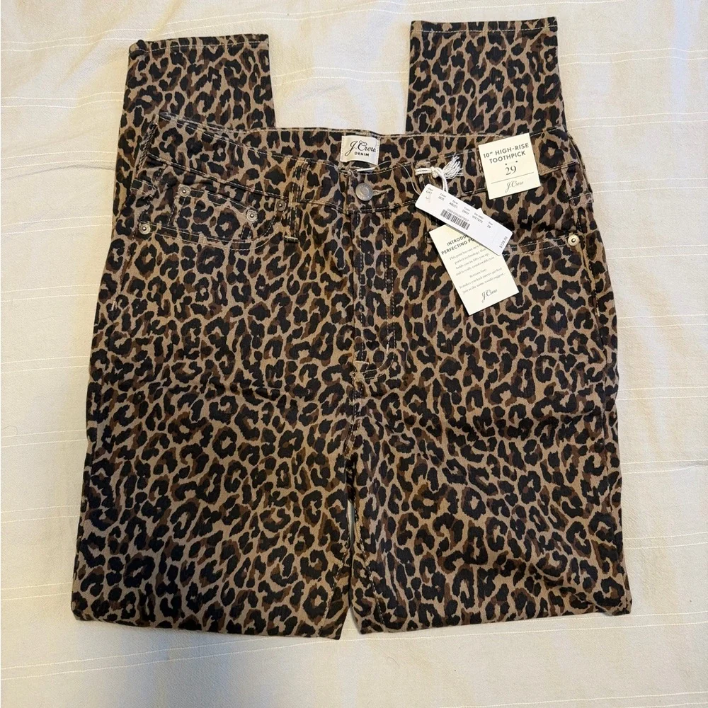 J. Crew 10” High-Rise Brown Leopard Print Denim Size 29 - Picture 4 of 5